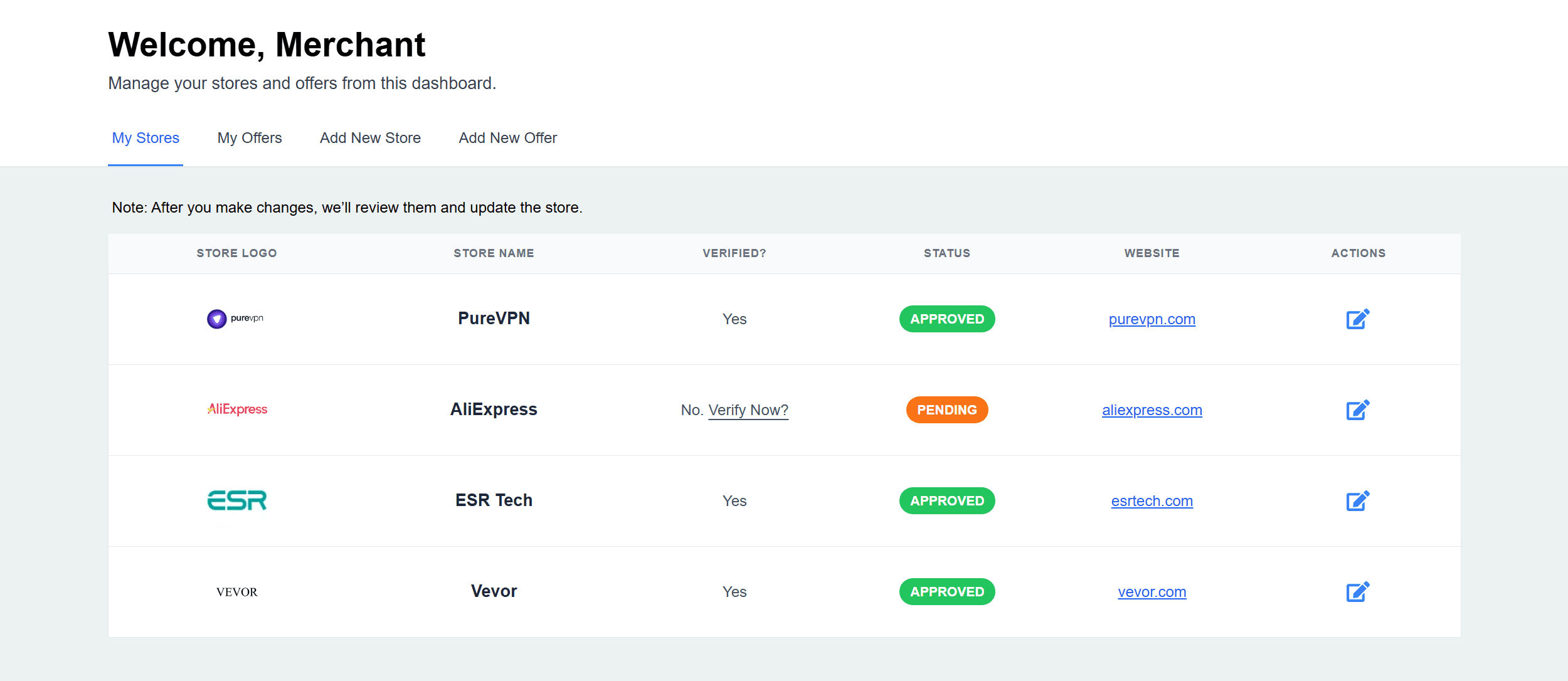 Self-Serve Merchant Portal