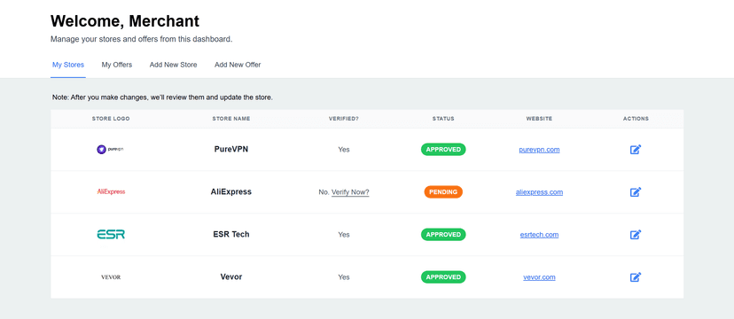 Self-Serve Merchant Portal